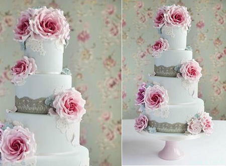 کیک عروسی رنگ آبی,کیک عروسی به رنگ صورتی